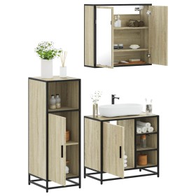Set de muebles de baño 3 pzas madera contrachapada roble Sonoma von , Badezimmermöbel - Ref: Foro24-3300966, Preis: 211,37 €,...