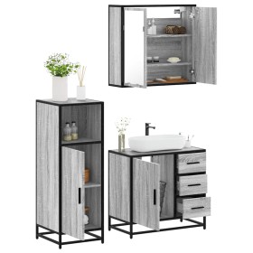 Set de muebles de baño 3 pzas madera contrachapada gris sonoma von , Badezimmermöbel - Ref: Foro24-3300958, Preis: 248,01 €, ...