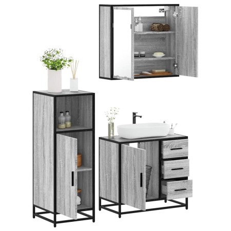 Set de muebles de baño 3 pzas madera contrachapada gris sonoma von , Badezimmermöbel - Ref: Foro24-3300958, Preis: 248,01 €, ...