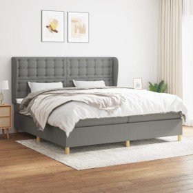 Cama box spring con colchón tela gris oscuro 200x200 cm Cama box spring con colchón tela gris oscuro 200x200 cm