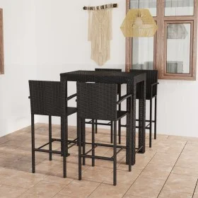 Muebles de bar jardín 5 pzas ratán PE reposabrazos negro by vidaXL, Garden sets - Ref: Foro24-3064811, Price: 386,03 €, Disco...