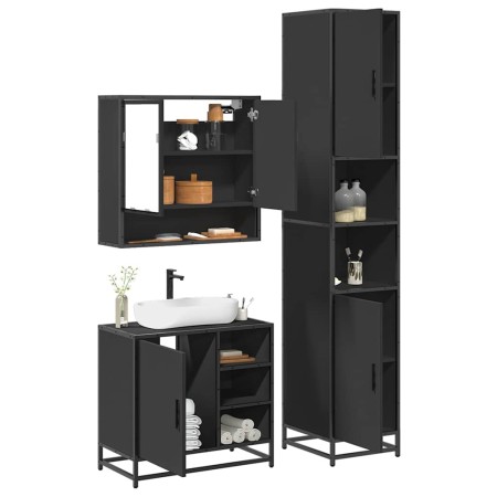 Juego de muebles de baño 3 pzas madera contrachapada negro by , Bathroom furniture - Ref: Foro24-3301115, Price: 305,46 €, Di...