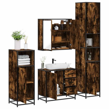 Set de muebles baño 4 pzas madera contrachapada roble ahumado von , Badezimmermöbel - Ref: Foro24-3301197, Preis: 428,59 €, R...