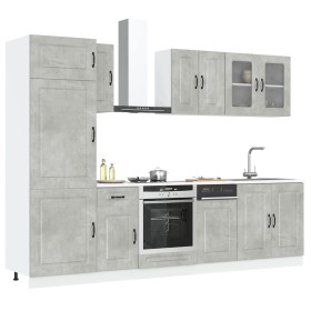 Mueble cocina Kalmar gris hormigón 8 pzas madera contrachapada by , Kitchen cabinets - Ref: Foro24-3314795, Price: 600,06 €, ...