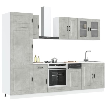 Mueble cocina Kalmar gris hormigón 8 pzas madera contrachapada by , Kitchen cabinets - Ref: Foro24-3314795, Price: 631,12 €, ...