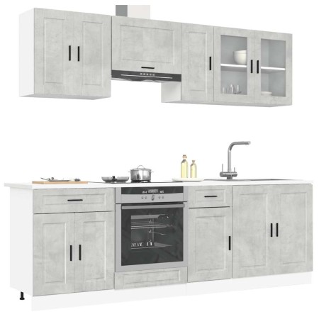 Mueble cocina Kalmar gris hormigón 8 pzas madera contrachapada by , Kitchen cabinets - Ref: Foro24-3314845, Price: 532,68 €, ...