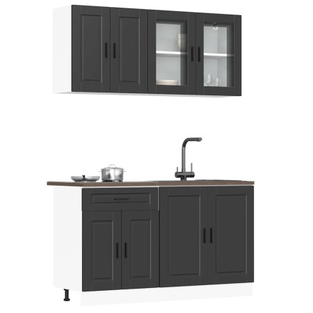 Mueble de cocina Kalmar negra 4 piezas madera contrachapada von , Küchenschränke - Ref: Foro24-3314872, Preis: 323,32 €, Raba...