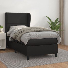 Cama box spring con colchón cuero sintético negro 90x190 cm en Camas y somieres | Comprar online en Foro24