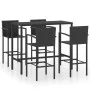 Garden table and high stools with cushions, 5-piece set, black PE rattan by vidaXL, Garden sets - Ref: Foro24-3064843, Price:...