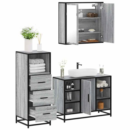 Set de muebles de baño 3 pzas madera contrachapada gris sonoma by , Bathroom furniture - Ref: Foro24-3301033, Price: 242,99 €...
