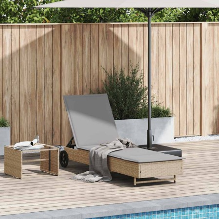 Tumbona con ruedas y cojín ratán sintético beige von , Liegen - Ref: Foro24-4104036, Preis: 156,70 €, Rabatt: %