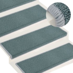 Alfombras de peldaños de escalera 15 uds azul 65x21x4 cm