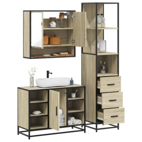Set de muebles de baño 3 pzas madera contrachapada roble sonoma de , Muebles de baño - Ref: Foro24-3301181, Precio: 260,69 €,...