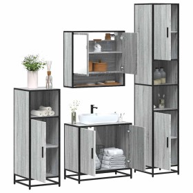 Set de muebles de baño 4 pzas madera contrachapada gris sonoma de , Muebles de baño - Ref: Foro24-3301218, Precio: 359,62 €, ...