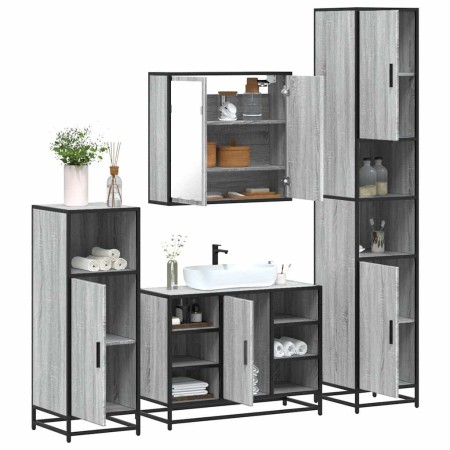 Set de muebles de baño 4 pzas madera contrachapada gris sonoma von , Badezimmermöbel - Ref: Foro24-3301213, Preis: 425,04 €, ...
