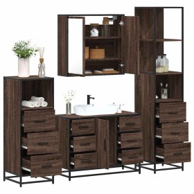 Set de muebles baño 4 pzas madera contrachapada roble marrón de , Muebles de baño - Ref: Foro24-3301264, Precio: 432,28 €, De...