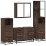 Set de muebles baño 4 pzas madera contrachapada roble marrón de , Muebles de baño - Ref: Foro24-3301264, Precio: 432,28 €, De...