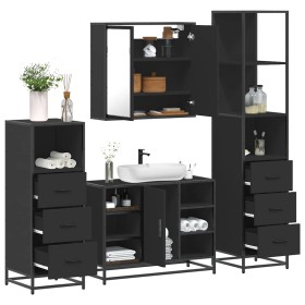 Juego de muebles de baño 4 pzas madera contrachapada negro de , Muebles de baño - Ref: Foro24-3301270, Precio: 365,47 €, Desc...