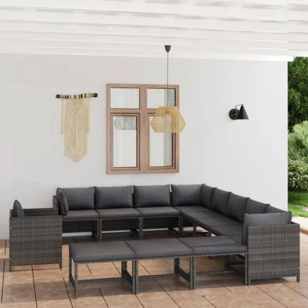 Garden furniture set 12 pieces and gray synthetic rattan cushions by vidaXL, Garden sets - Ref: Foro24-3059776, Price: 678,58...