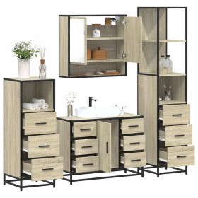 Juego de muebles de baño 4 pzas contrachapada roble sonoma de , Muebles de baño - Ref: Foro24-3301291, Precio: 424,48 €, Desc...
