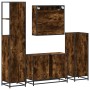 Set de muebles baño 4 pzas madera contrachapada roble ahumado de , Muebles de baño - Ref: Foro24-3301272, Precio: 316,78 €, D...