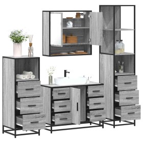 Set de muebles de baño 4 pzas madera contrachapada gris sonoma de , Muebles de baño - Ref: Foro24-3301293, Precio: 461,47 €, ...