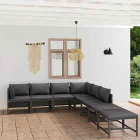 8-teiliges Gartenmöbel-Set und graue synthetische Rattankissen von vidaXL, Gartensets - Ref: Foro24-3059766, Preis: 404,06 €,...