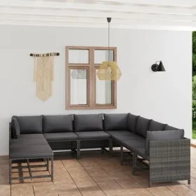 9-teiliges Gartenmöbel-Set und graue synthetische Rattankissen von vidaXL, Gartensets - Ref: Foro24-3059773, Preis: 447,65 €,...