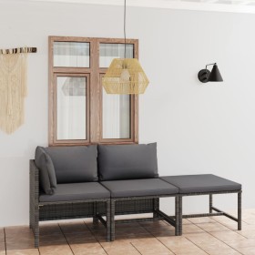 3-piece garden furniture set and gray synthetic rattan cushions by vidaXL, Garden sets - Ref: Foro24-3059751, Price: 192,04 €...