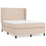 Cama box spring con colchón cuero sintético capuchino 140x190cm
