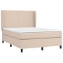 Cama box spring con colchón cuero sintético capuchino 140x190cm