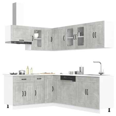 Mueble cocina Kalmar gris hormigón 11 pzas madera contrachapada de , Armarios de cocina - Ref: Foro24-3314885, Precio: 674,09...