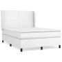 Cama box spring con colchón cuero sintético blanco 140x200cm