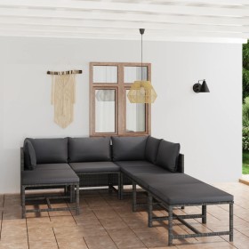 7-teiliges Gartenmöbel-Set und graue synthetische Rattankissen von vidaXL, Gartensets - Ref: Foro24-3059763, Preis: 358,84 €,...