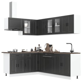 Mueble de cocina Porto negra 11 piezas madera contrachapada de , Armarios de cocina - Ref: Foro24-3314902, Precio: 748,74 €, ...