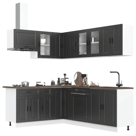Mueble de cocina Porto negra 11 piezas madera contrachapada von , Küchenschränke - Ref: Foro24-3314902, Preis: 748,74 €, Raba...