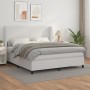 Cama box spring con colchón cuero sintético blanco 180x200 cm