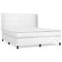 Cama box spring con colchón cuero sintético blanco 180x200 cm
