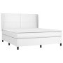 Cama box spring con colchón cuero sintético blanco 180x200 cm