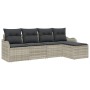 Conjunto de sofá de jardín con cojín 5 pcs Gris claro Poliratán