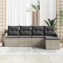 Conjunto de sofá de jardín con cojín 5 pcs Gris claro Poliratán