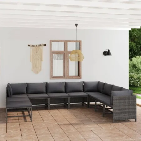 11-piece garden furniture set and gray synthetic rattan cushions by vidaXL, Garden sets - Ref: Foro24-3059775, Price: 565,87 ...