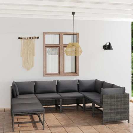 8-teiliges Gartenmöbel-Set und graue synthetische Rattankissen von vidaXL, Gartensets - Ref: Foro24-3059771, Preis: 471,28 €,...