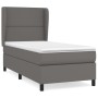 Cama box spring con colchón cuero sintético gris 90x190 cm
