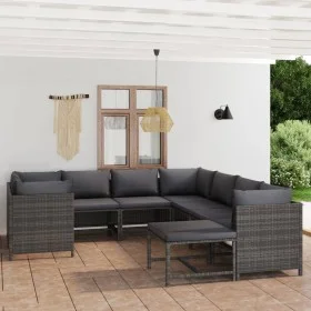 9-piece garden furniture set and gray synthetic rattan cushions by vidaXL, Garden sets - Ref: Foro24-3059765, Price: 481,88 €...