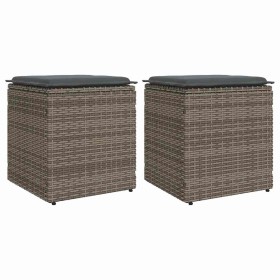 Taburetes de jardín con cojines 2 uds gris 40x40x43 cm von , Hocker für den Außenbereich - Ref: Foro24-4104041, Preis: 127,35...