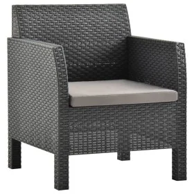 Silla de jardín con cojín PP ratán antracita de vidaXL, Sillas de jardín - Ref: Foro24-315639, Precio: 91,78 €, Descuento: %