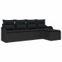 Conjunto de sofá de jardín con cojín 5 pcs Negro Poliratán