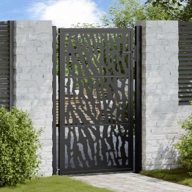 Puerta de jardín negra con diseño de carril de acero 105x155 cm by , garden gates - Ref: Foro24-4100981, Price: 194,69 €, Dis...