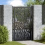 Puerta de jardín negra con diseño de carril de acero 105x155 cm